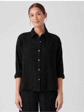Eileen Fisher Black Textured Shirt